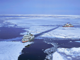 在網走流冰觀光破冰船上船